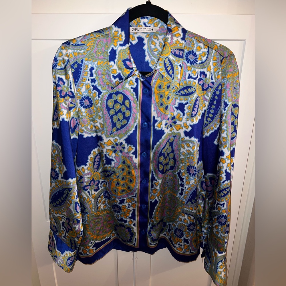 Zara Paisley Long Sleeved Blouse Button Up